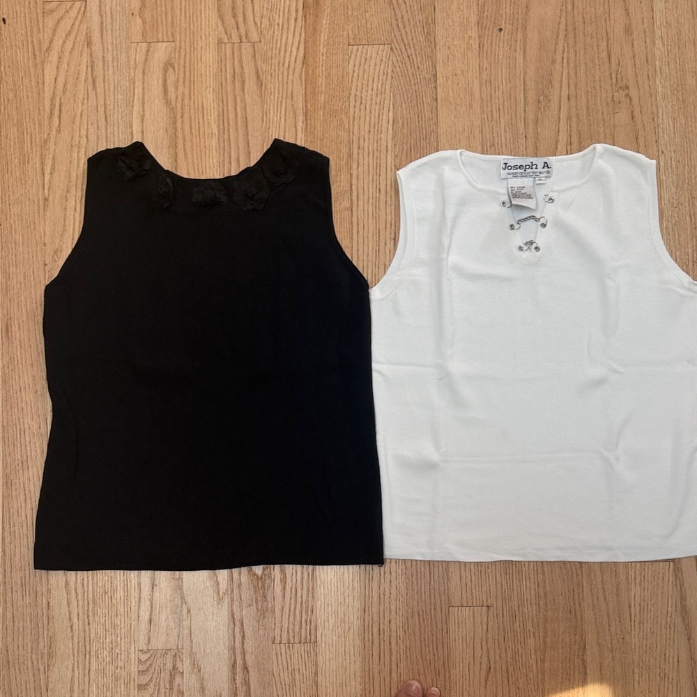 Joseph A Black and White Sleeveless Tops